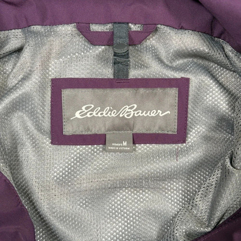 Eddie Bauer WeatherEdge Rain Jacket Women Medium Purple Hooded Outdoor Shell